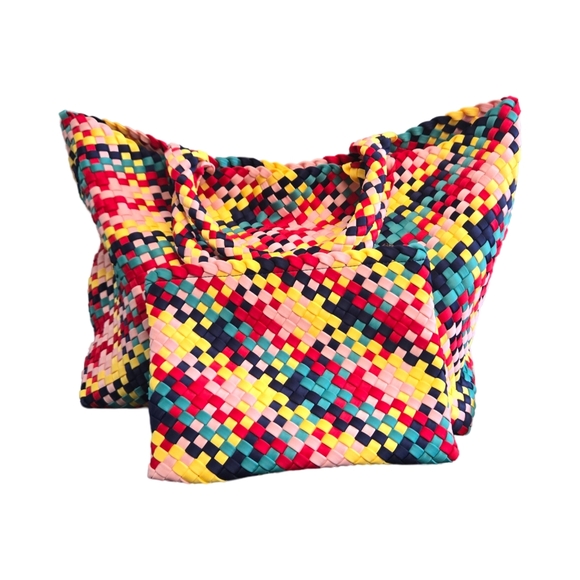 sol and selene Handbags - Sky's the Limit- Large Woven Neoprene Tote handbag